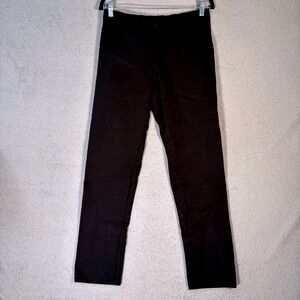 Eileen Fisher Straight Leg Pull On Pants Womens S Black Stretch‎ Knit Minimalist